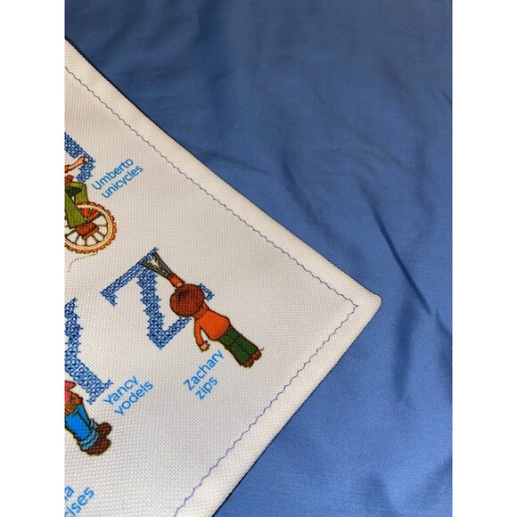 Alphabet Cross Stitch Needlepoint Hanging Decor Baby Nursery Playroom Vintage - Picture 12 of 12